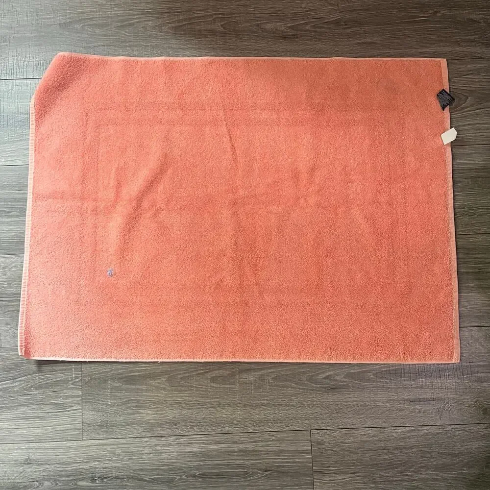 Vintage Ralph Lauren coral pink cotton bath mat embroidered polo logo‎